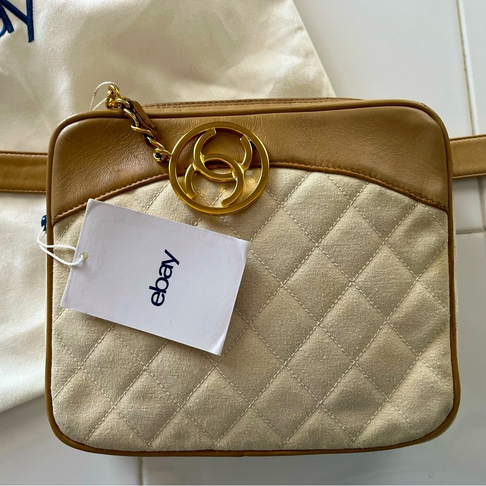 Authentic vintage Chanel Bicolore crème and beige belt bag